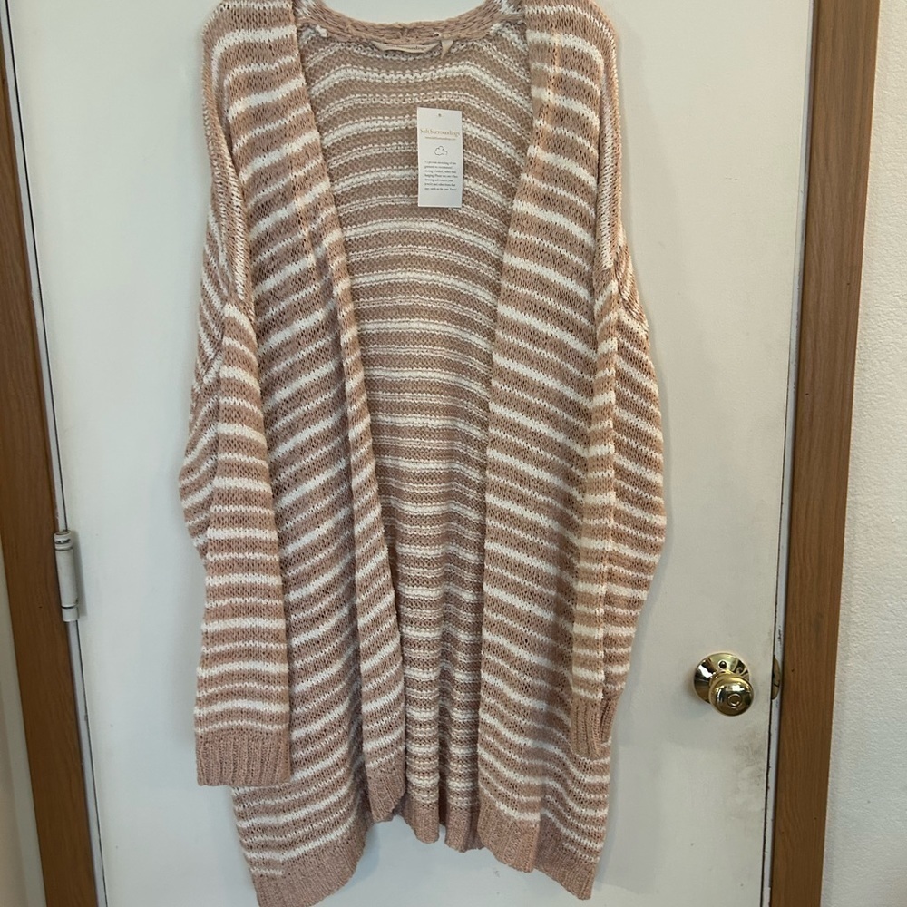 NWT Soft Surroundings 2X loose knit, long line, open front cardigan